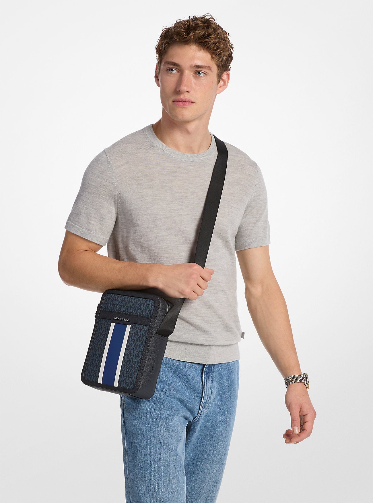 Cooper Striped Signature Logo Flight Bag Sapphire Sapphire