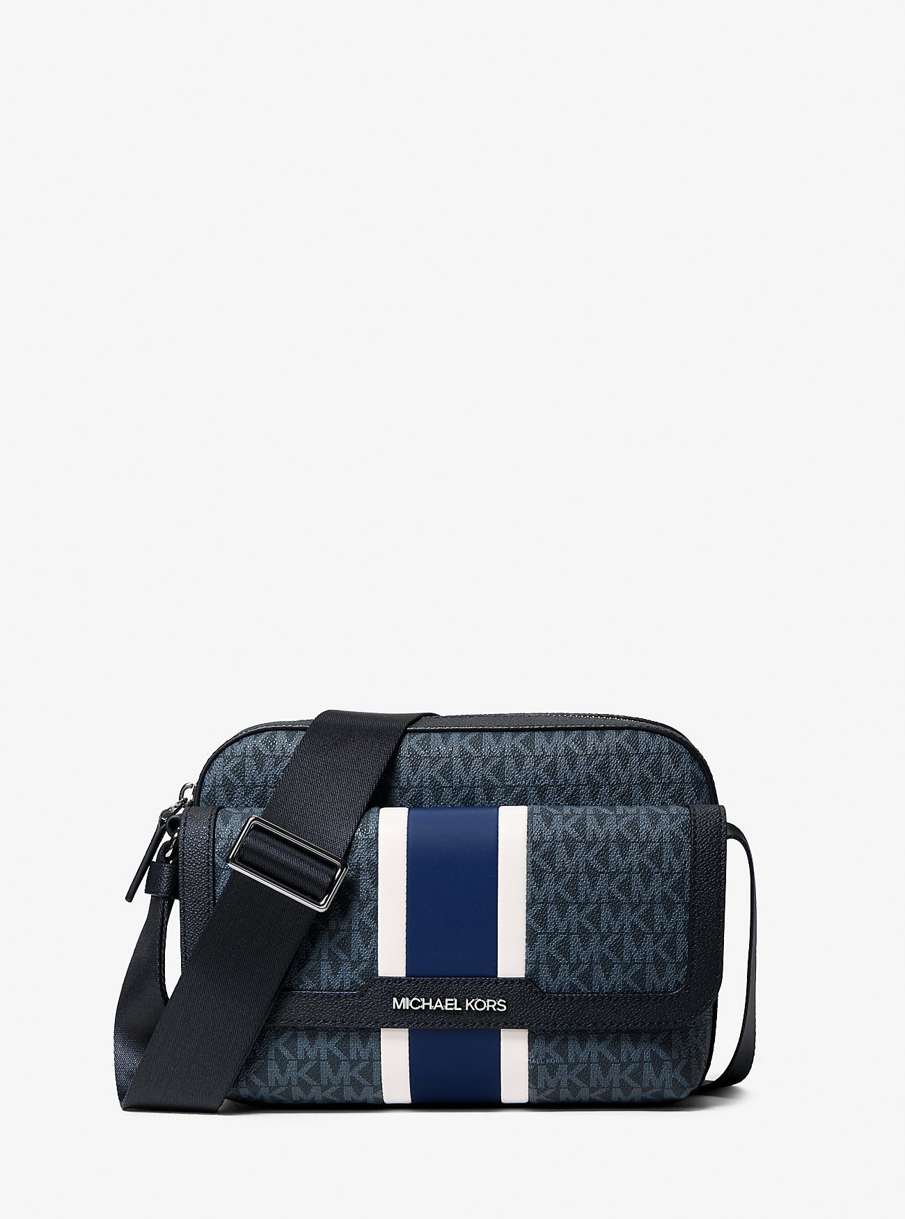 Cooper Medium Signature Logo Stripe Camera Crossbody Bag Sapphire Sapphire