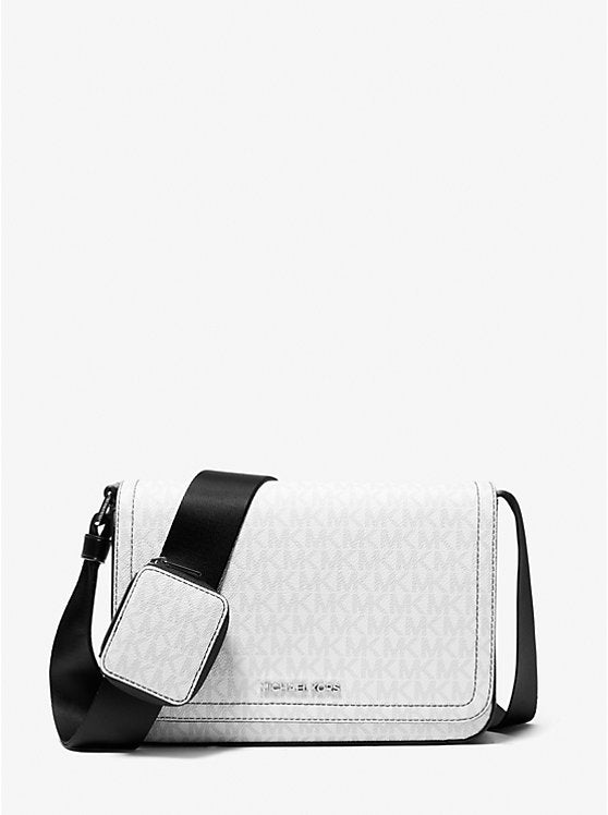 Micheal Kors Cooper Mini Signature Logo Crossbody Bag With Pouch Bright Wht