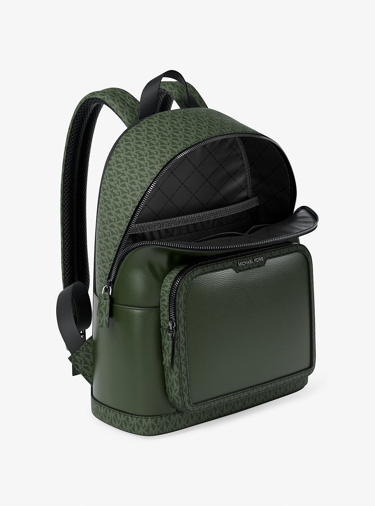 Cooper Medium Pebbled Leather and Signature Logo Commuter Backpack Moss Moss