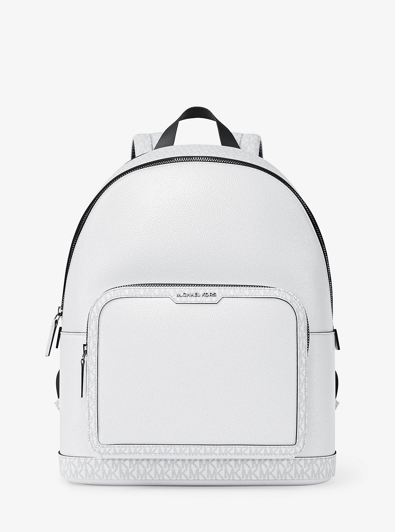 Cooper Medium Pebbled Leather and Signature Logo Commuter Backpack Bright Wht Bright Wht