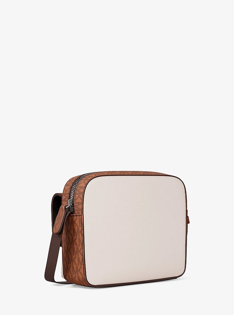 Cooper Medium Pebbled Leather and Signature Logo Camera Crossbody Bag Lt Crm-Lugg Lt Crm-Lugg