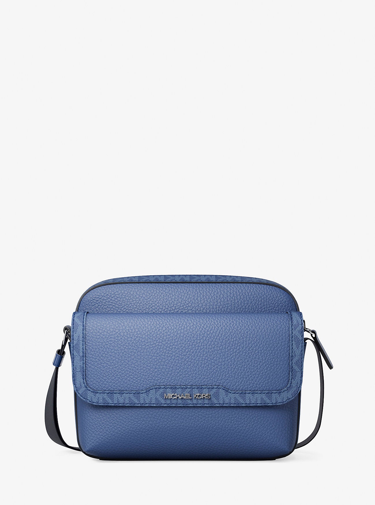 Cooper Medium Pebbled Leather and Signature Logo Camera Crossbody Bag Galaxy Blue Galaxy Blue