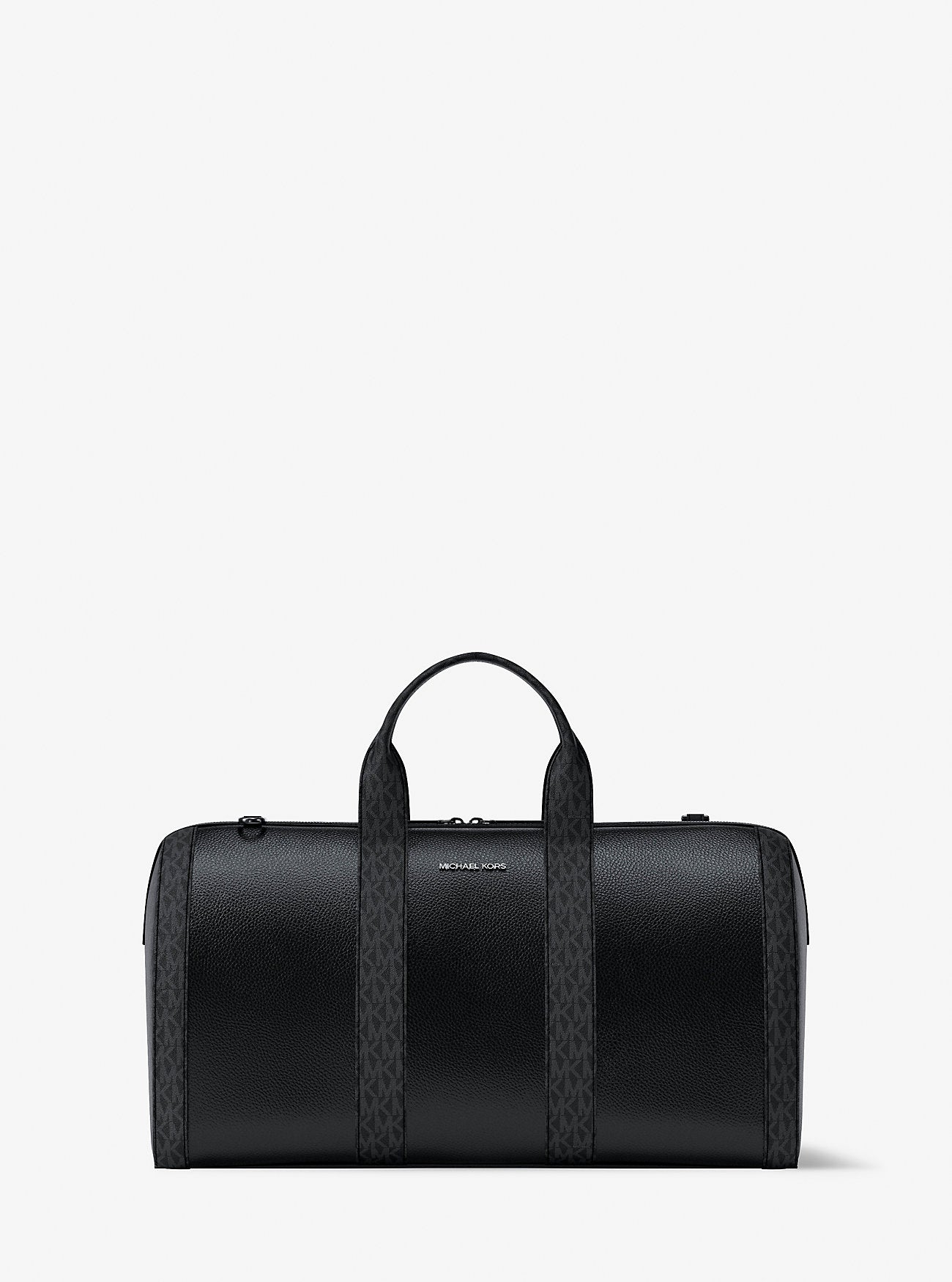 Cooper Pebbled Leather and Signature Logo Duffel Bag Black Black
