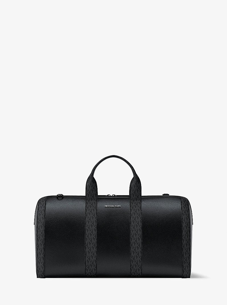 Cooper Pebbled Leather and Signature Logo Duffel Bag Black Black