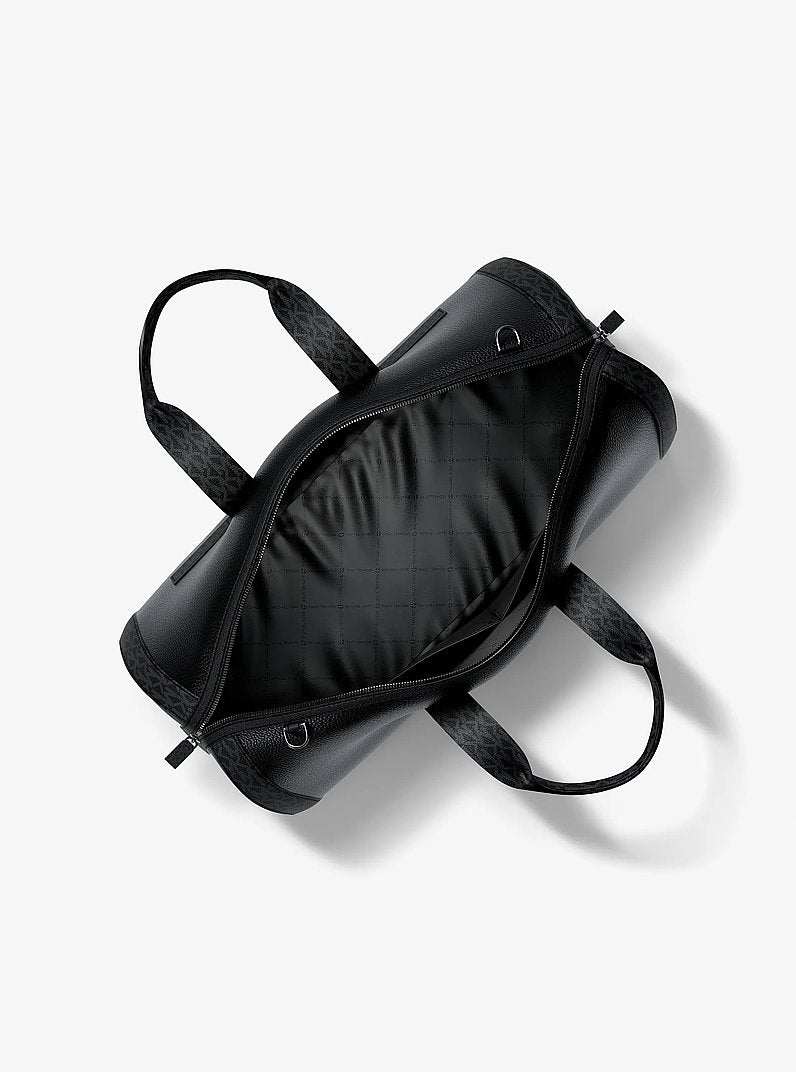 Cooper Pebbled Leather and Signature Logo Duffel Bag Black Black
