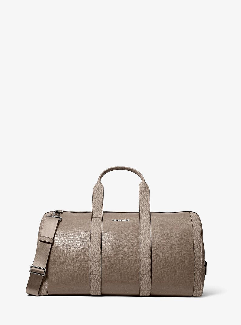 Cooper Pebbled Leather and Signature Logo Duffel Bag Mushroom Mushroom