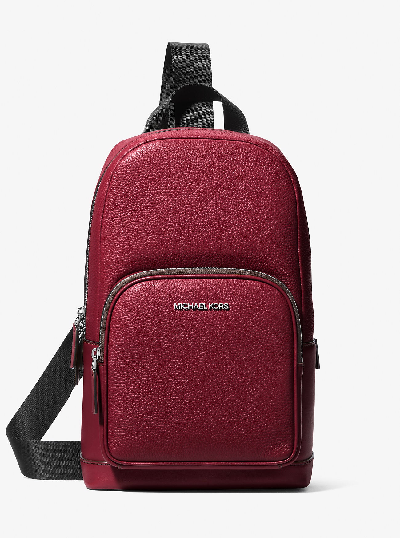 Cooper Pebbled Leather Sling Pack Cherry Cherry