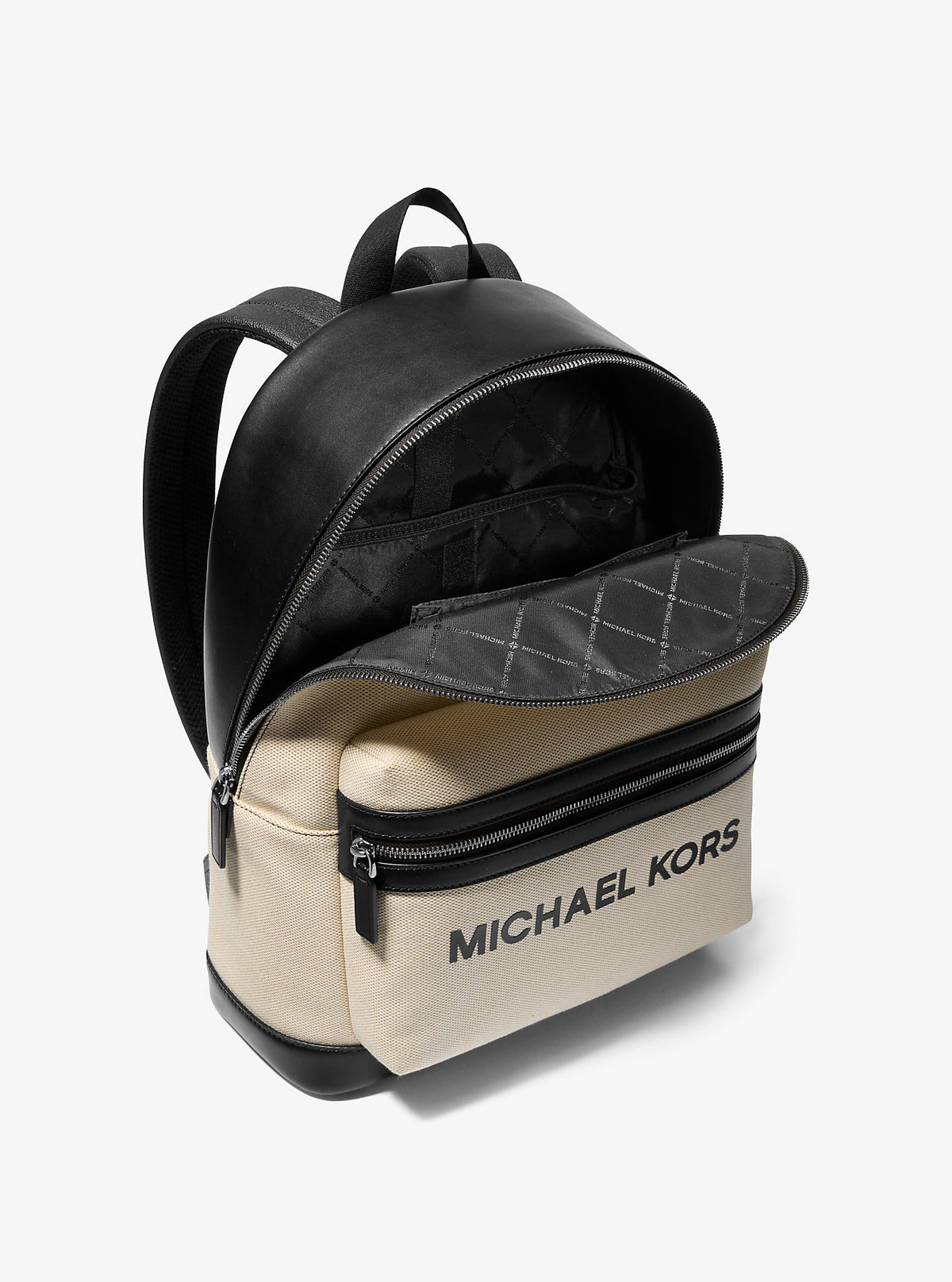 Cooper Two-Tone Canvas Dome Backpack Natural-Black Natural-Black