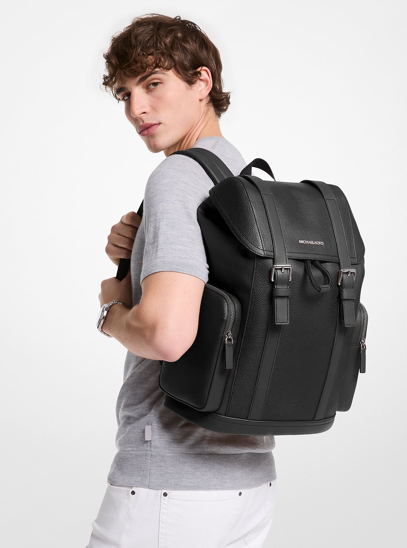 Cooper Pebbled Leather Backpack Black Black