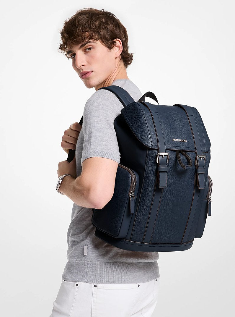 Cooper Pebbled Leather Backpack Navy Navy