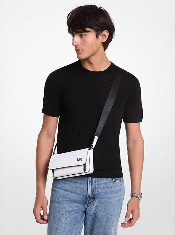 Cooper Saffiano Leather Crossbody Bag Bright Wht