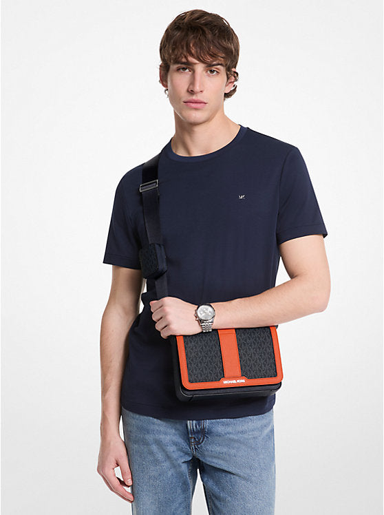 Cooper Color-Block Signature Logo Crossbody Bag with Pouch Red Clay