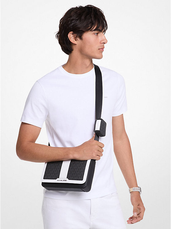 Cooper Color-Block Signature Logo Crossbody Bag with Pouch Bright Wht