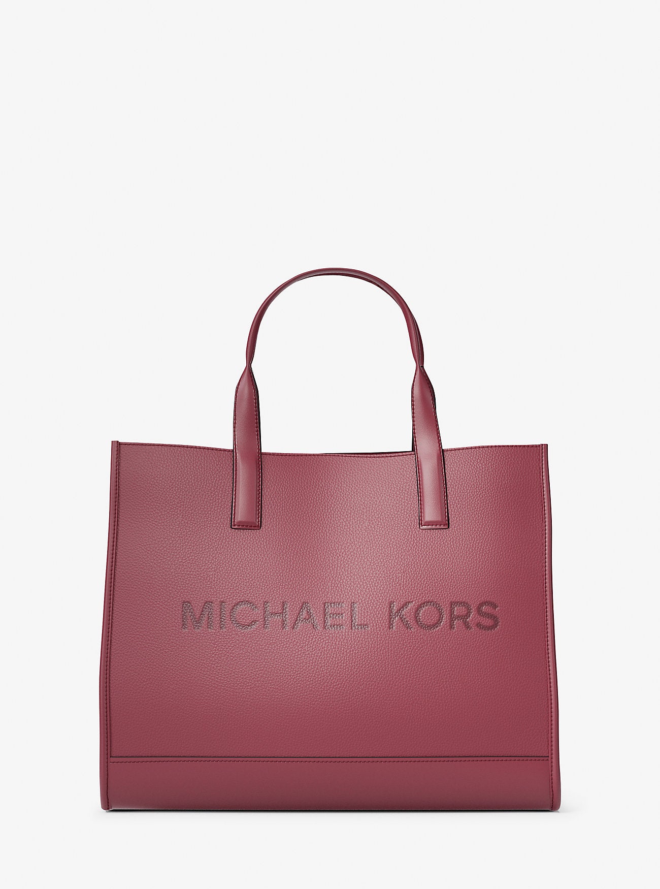 Cooper Logo Embossed Pebbled Leather Tote Bag Cherry Cherry