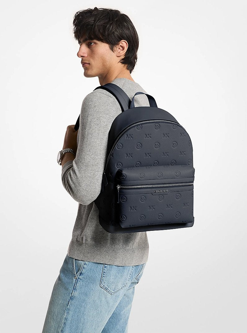 Cooper Medium Logo Debossed Dome Backpack Navy Navy
