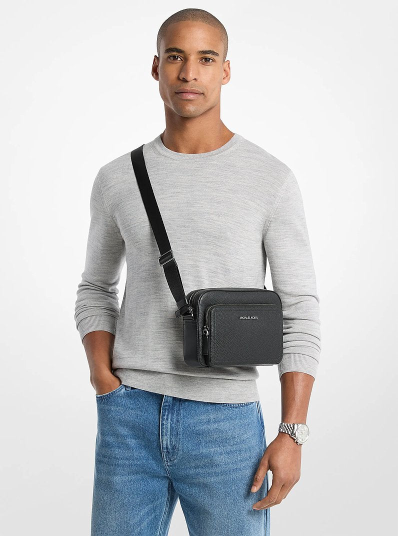 Cooper Pebbled Leather Flight Bag Black Black