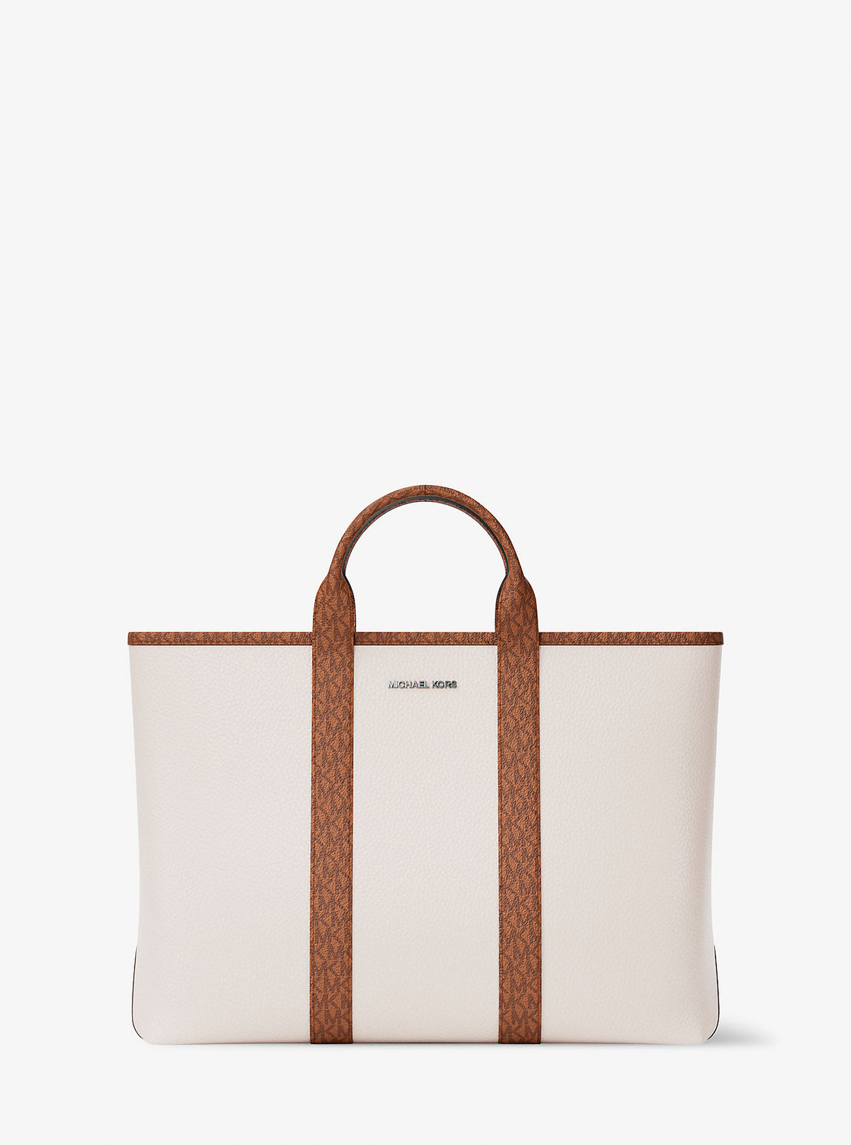 Cooper Medium Pebbled Leather and Signature Logo Commuter Backpack Bright Wht Bright Wht