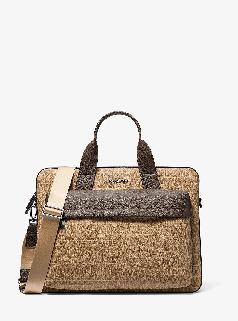 Pacey Medium Signature Logo Pocket Briefcase Camel Camel