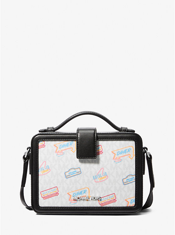 Micheal Kors Cooper Embellished Signature Logo Crossbody Bag Black