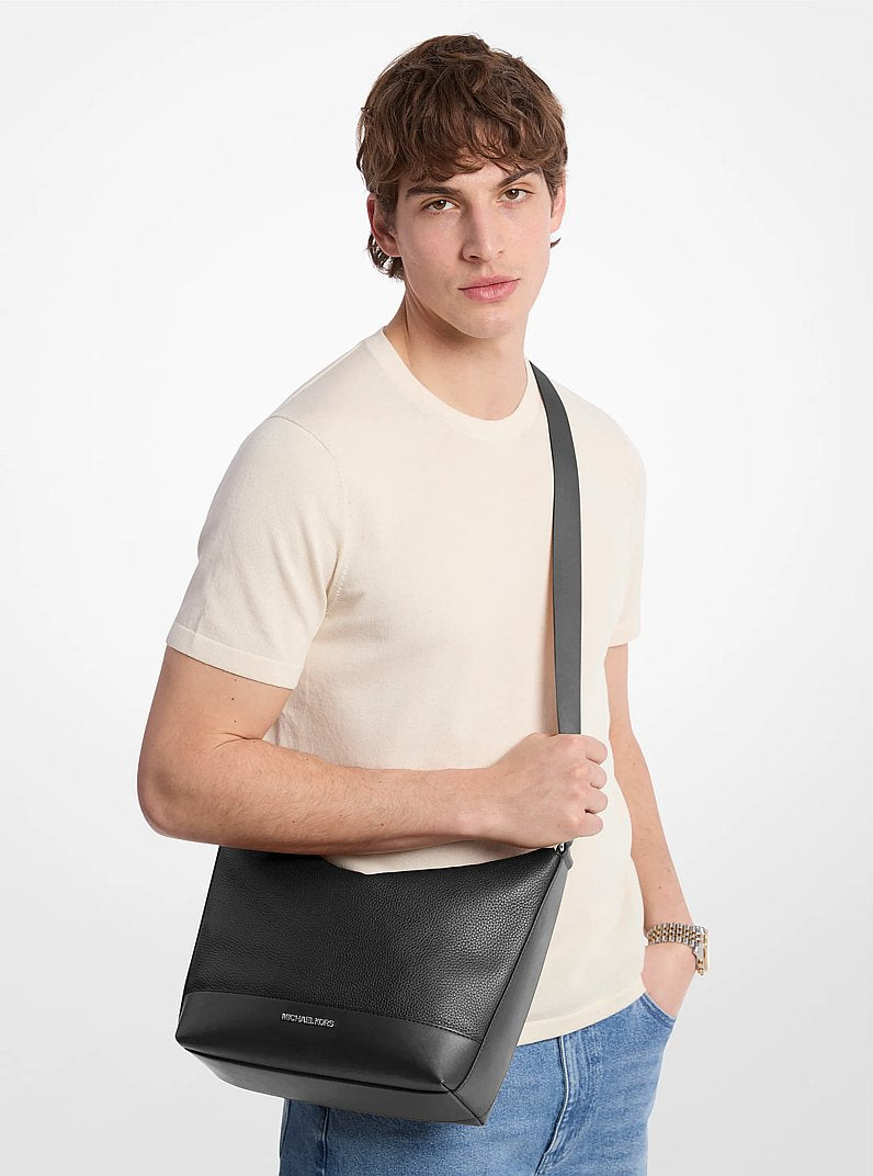 Cooper Pebbled Leather Crescent Bag Black Black