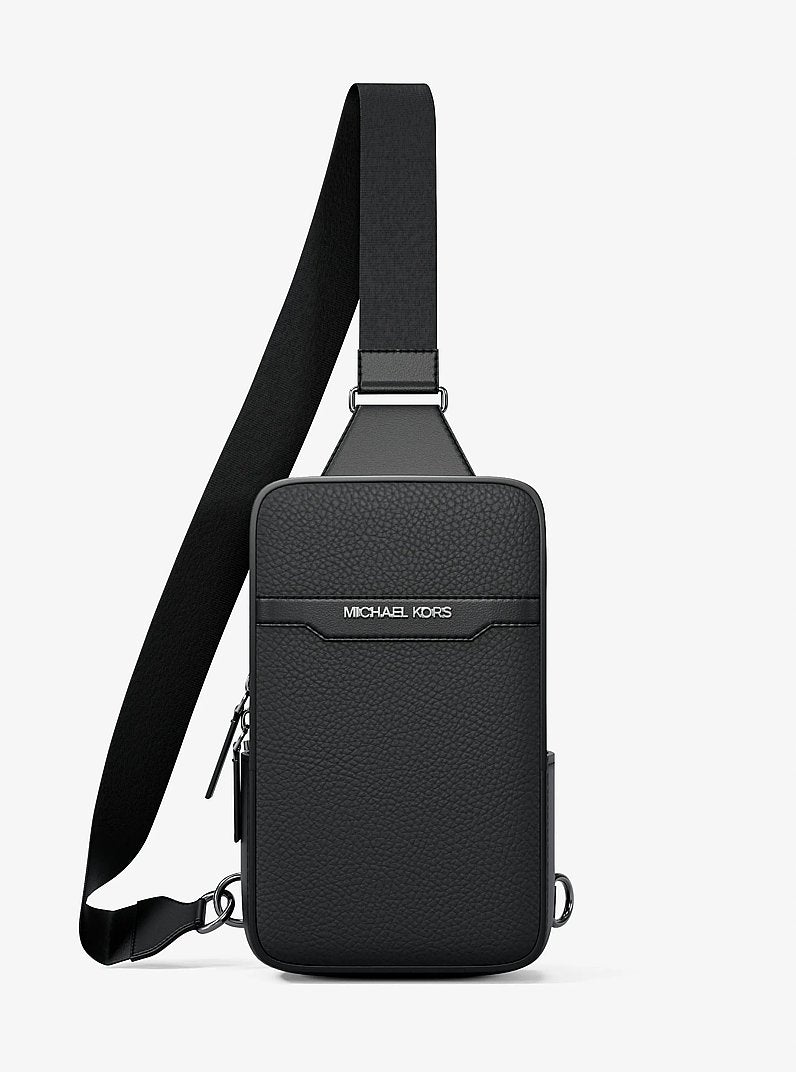 Cooper Medium Pebbled Leather Sling Pack Black Black
