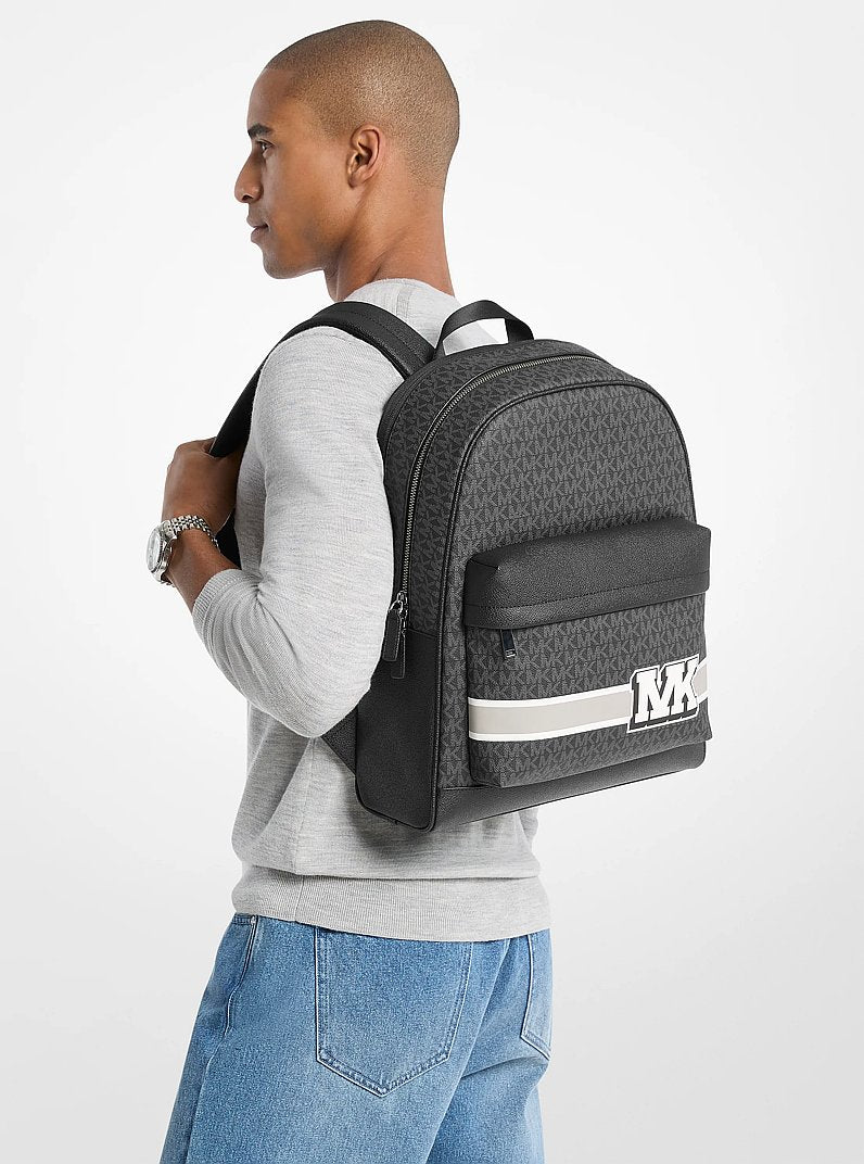 Pacey Embellished Striped Signature Logo Backpack Black Combo Black Combo