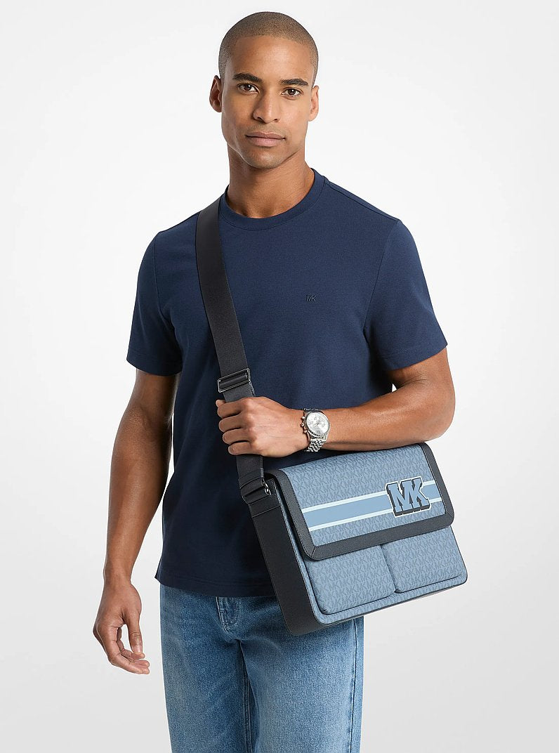 Pacey Embellished Signature Logo Messenger Bag Denim Denim