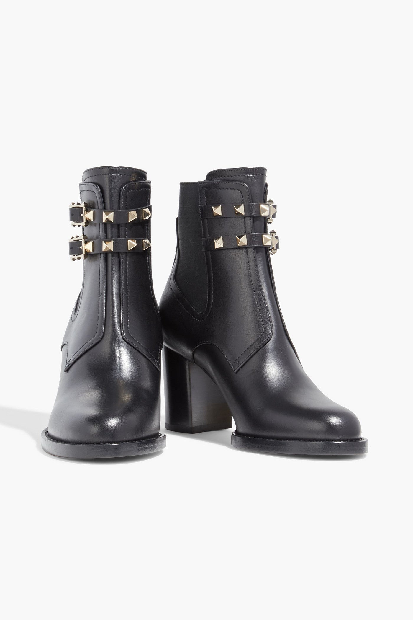 Valentino Garavani Rockstud Leather Ankle Boots Black Women's