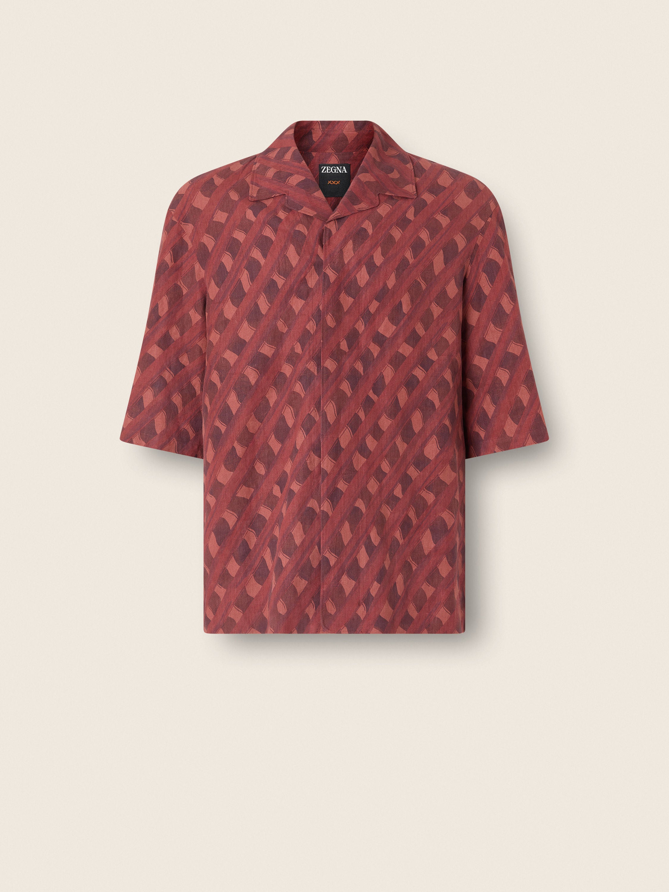 Zegna Dark Burgundy Oasi Net Print Linen Shirt