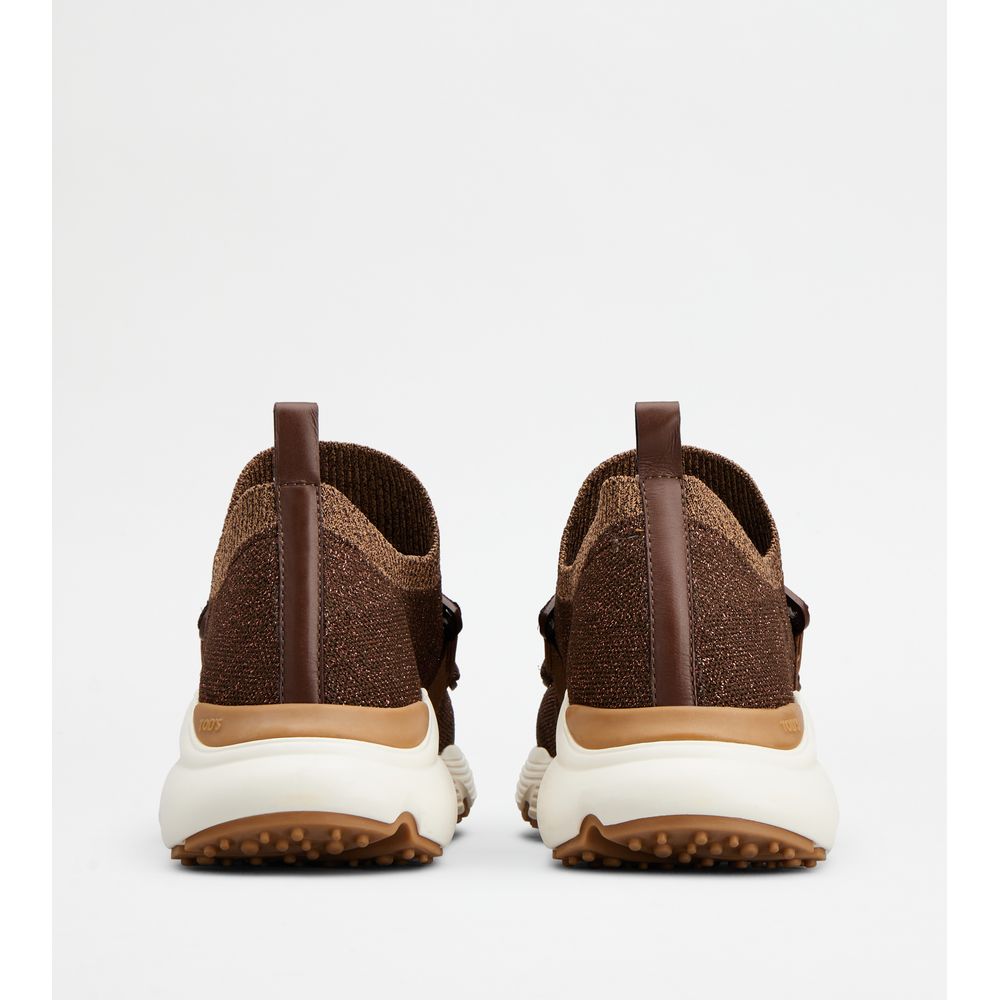Tods Kate Slip-On Sneakers In Fabric Brown Womens