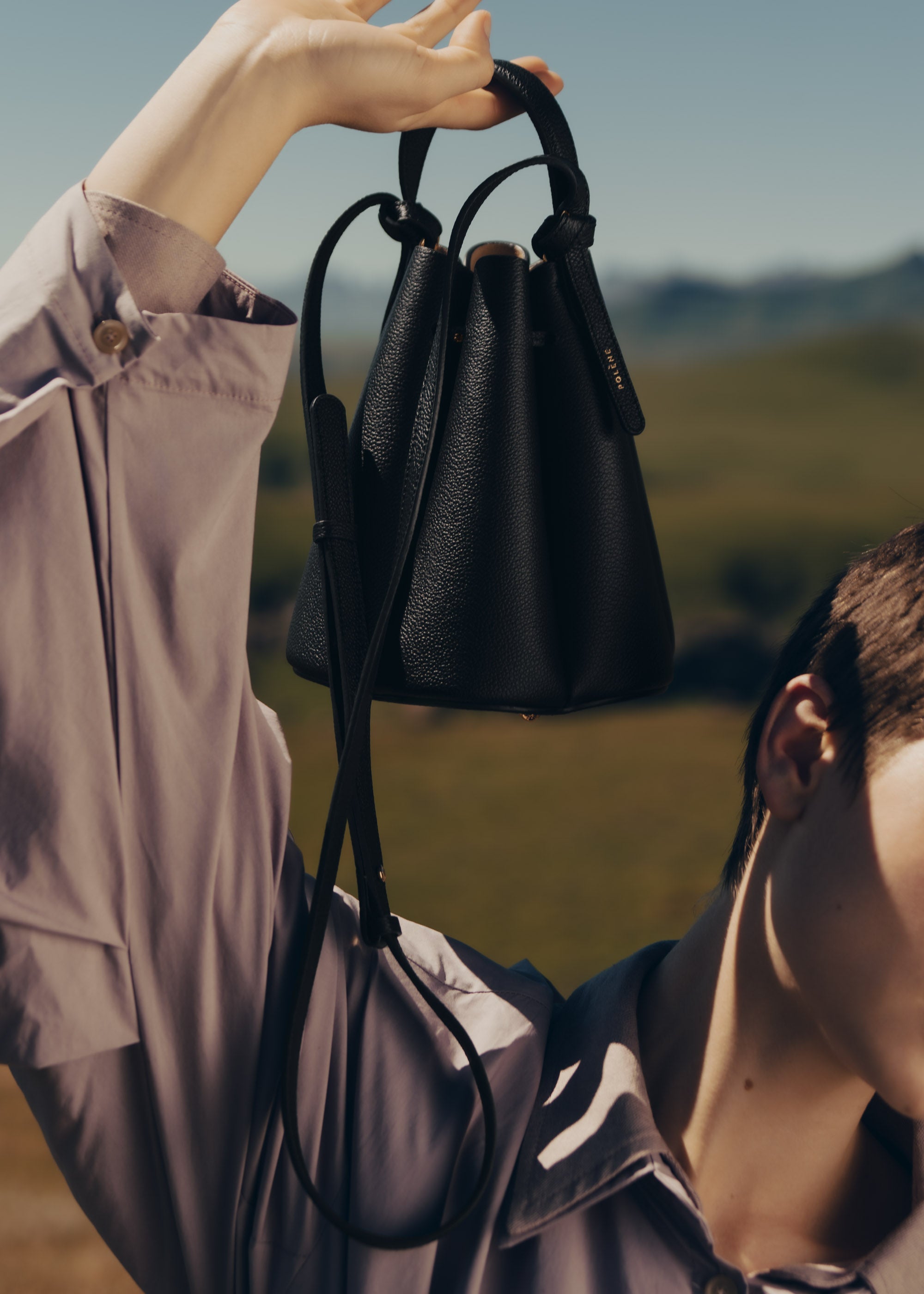 Polene Numero Huit Mini Textured Black