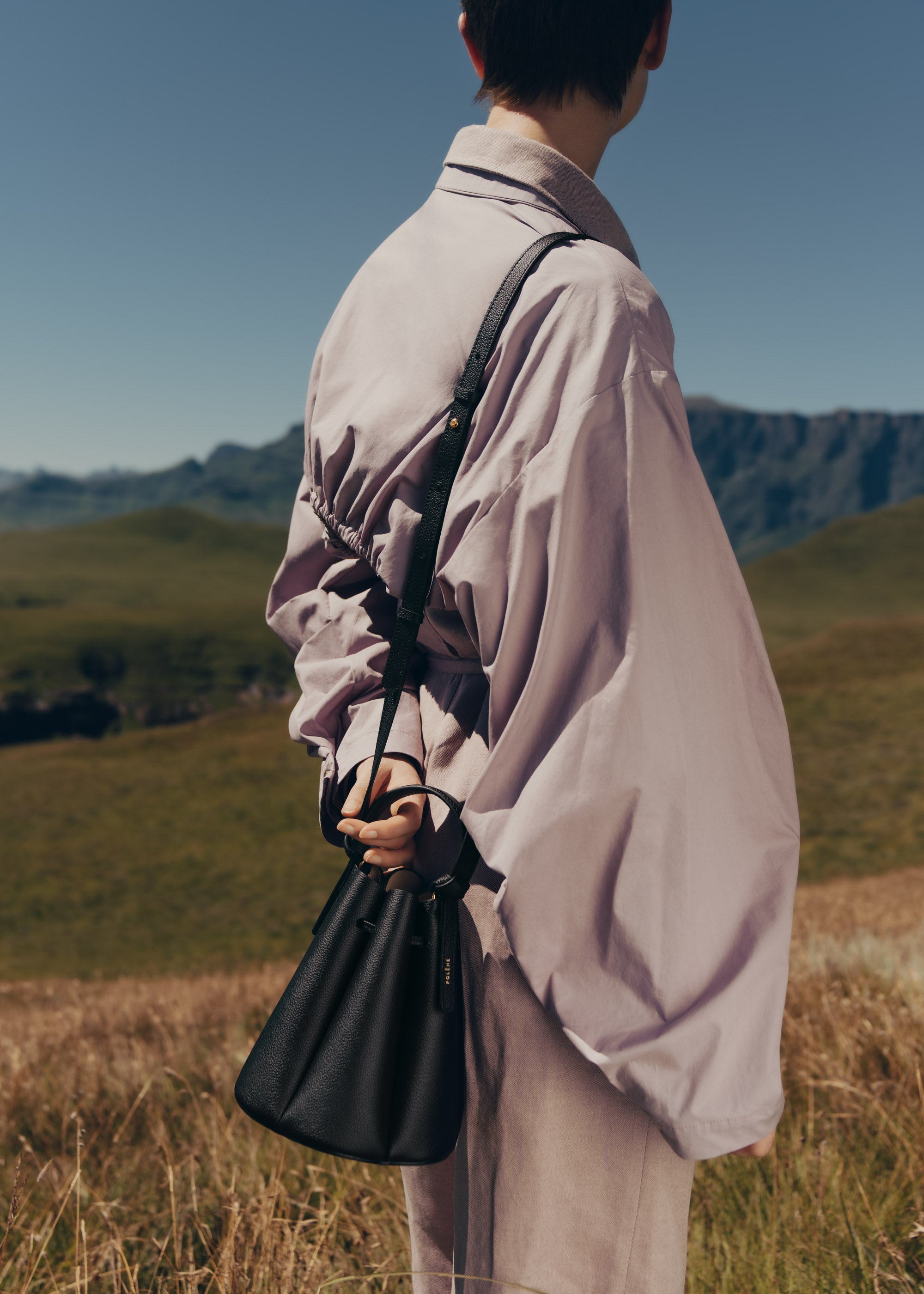 Polene Numero Huit Mini Textured Black