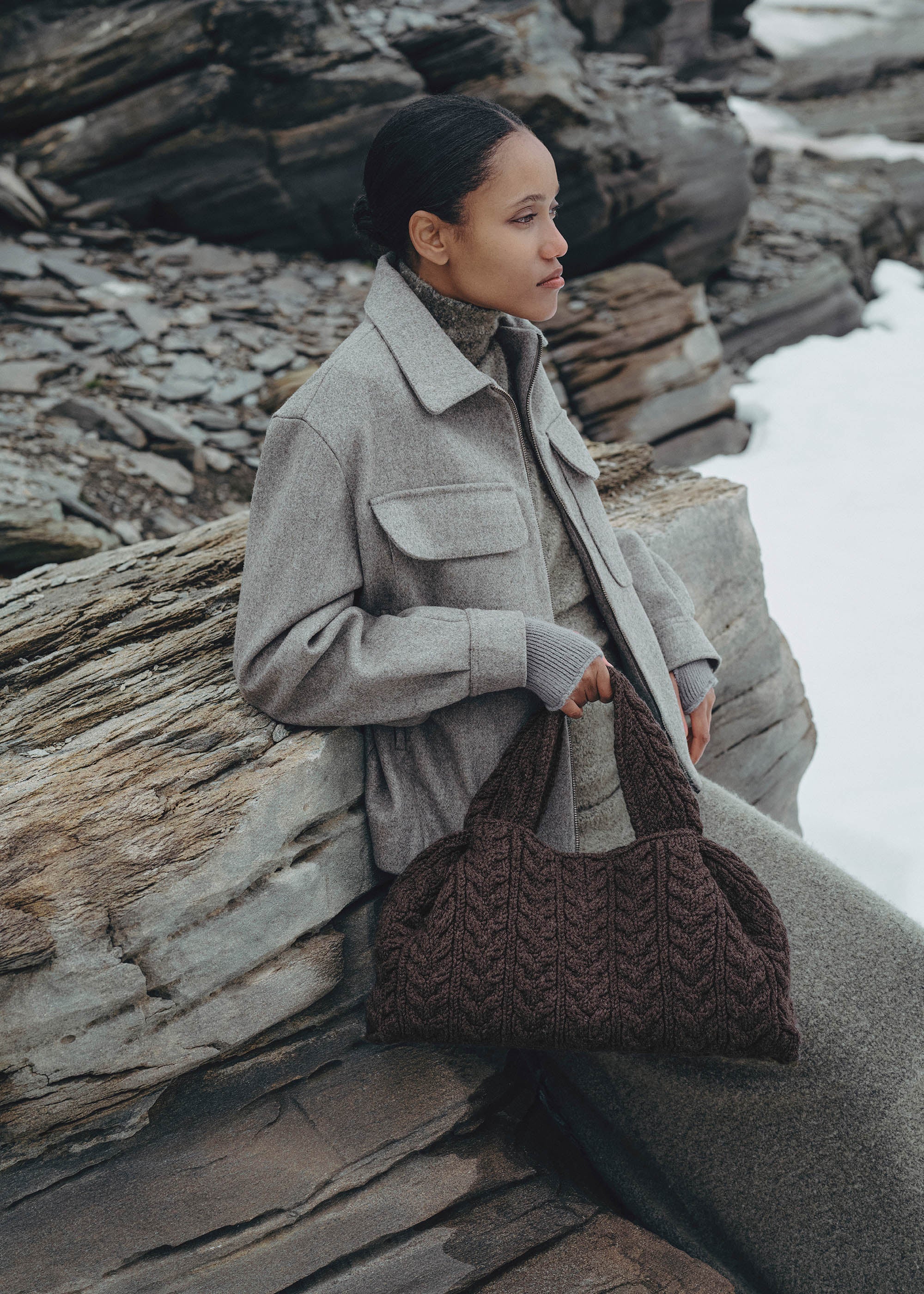 Polene Numero Neuf Large Merino Ebony