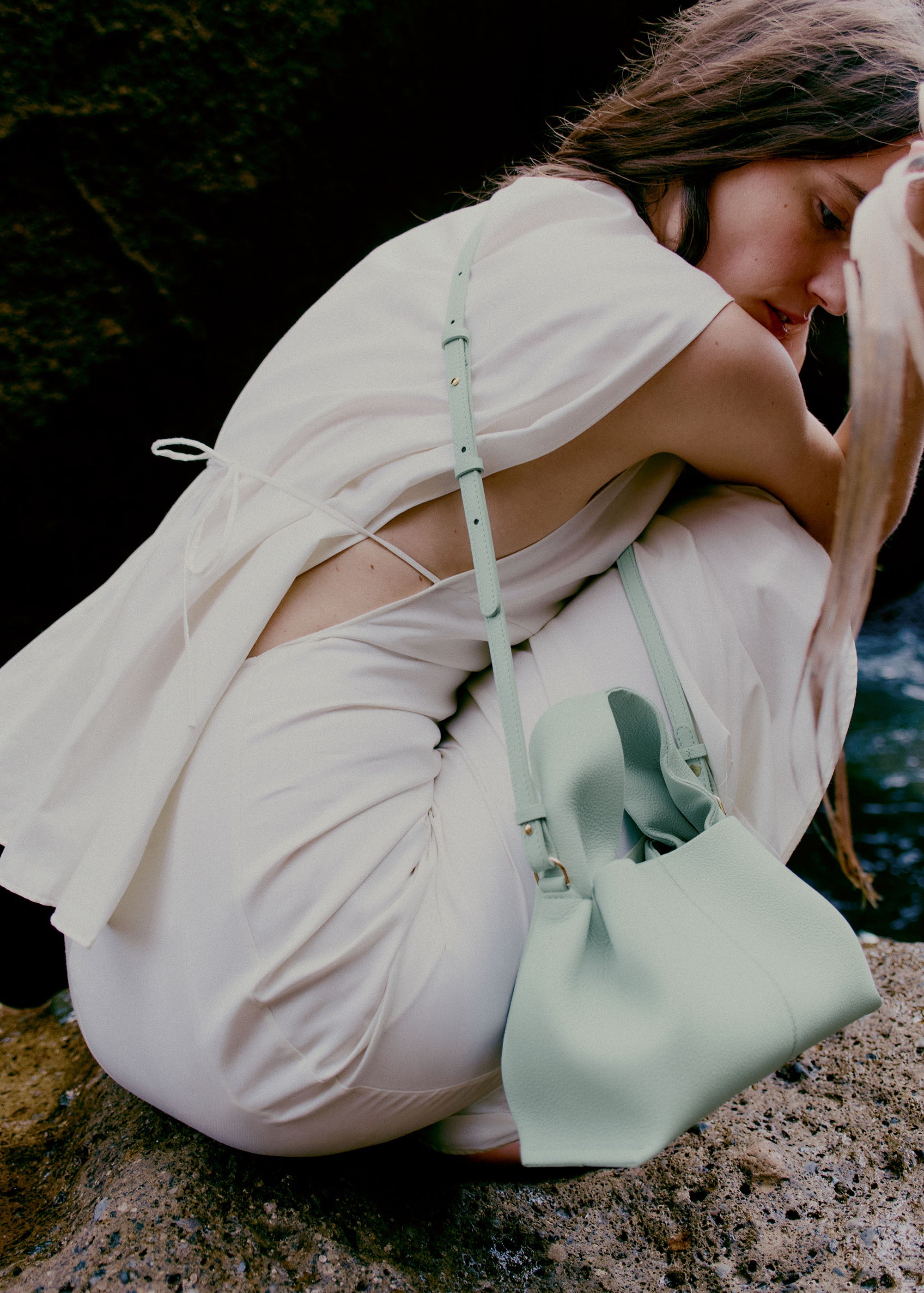 Polene Numero Neuf Mini Textured Sea Foam