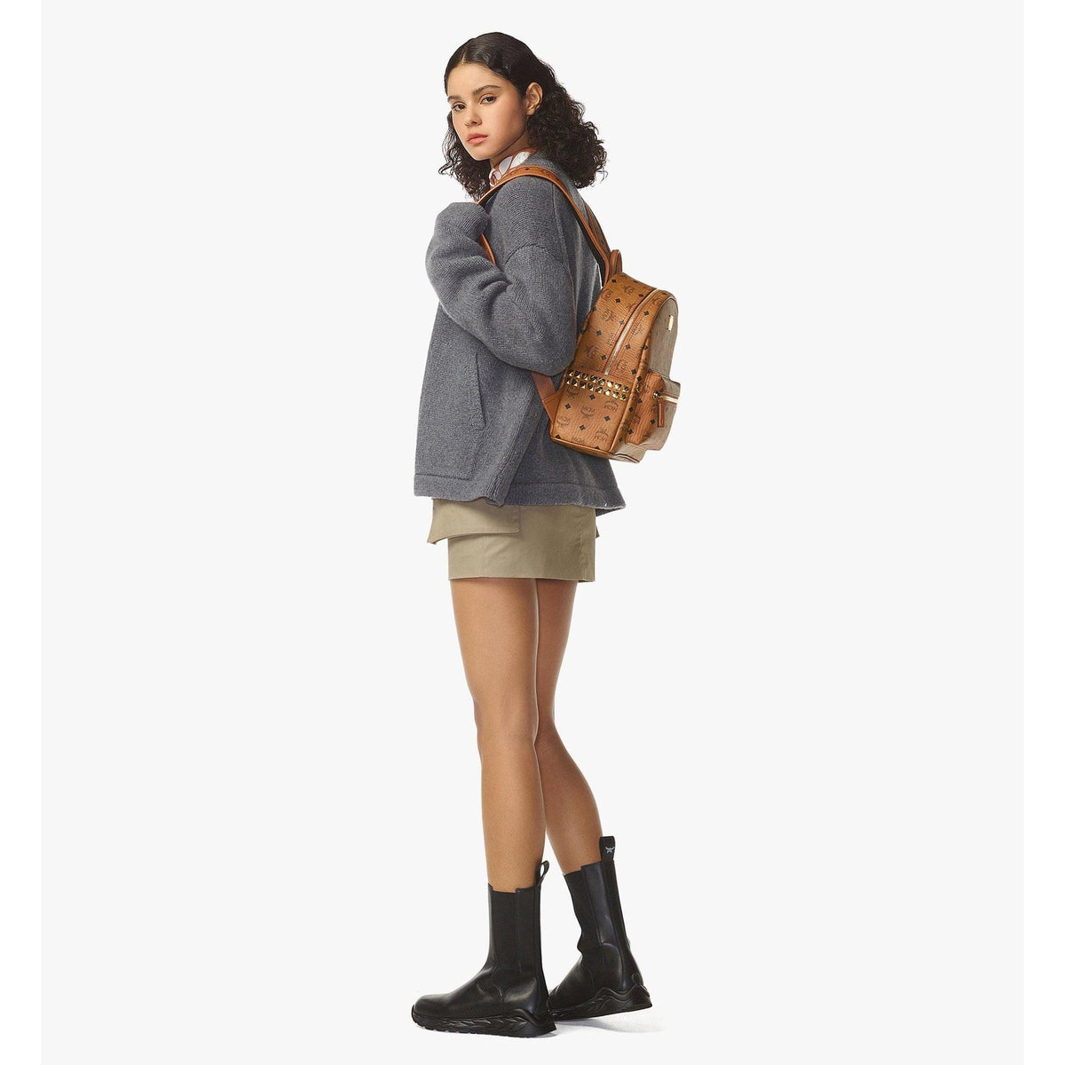 MCM Stark Side Studs Backpack in Visetos