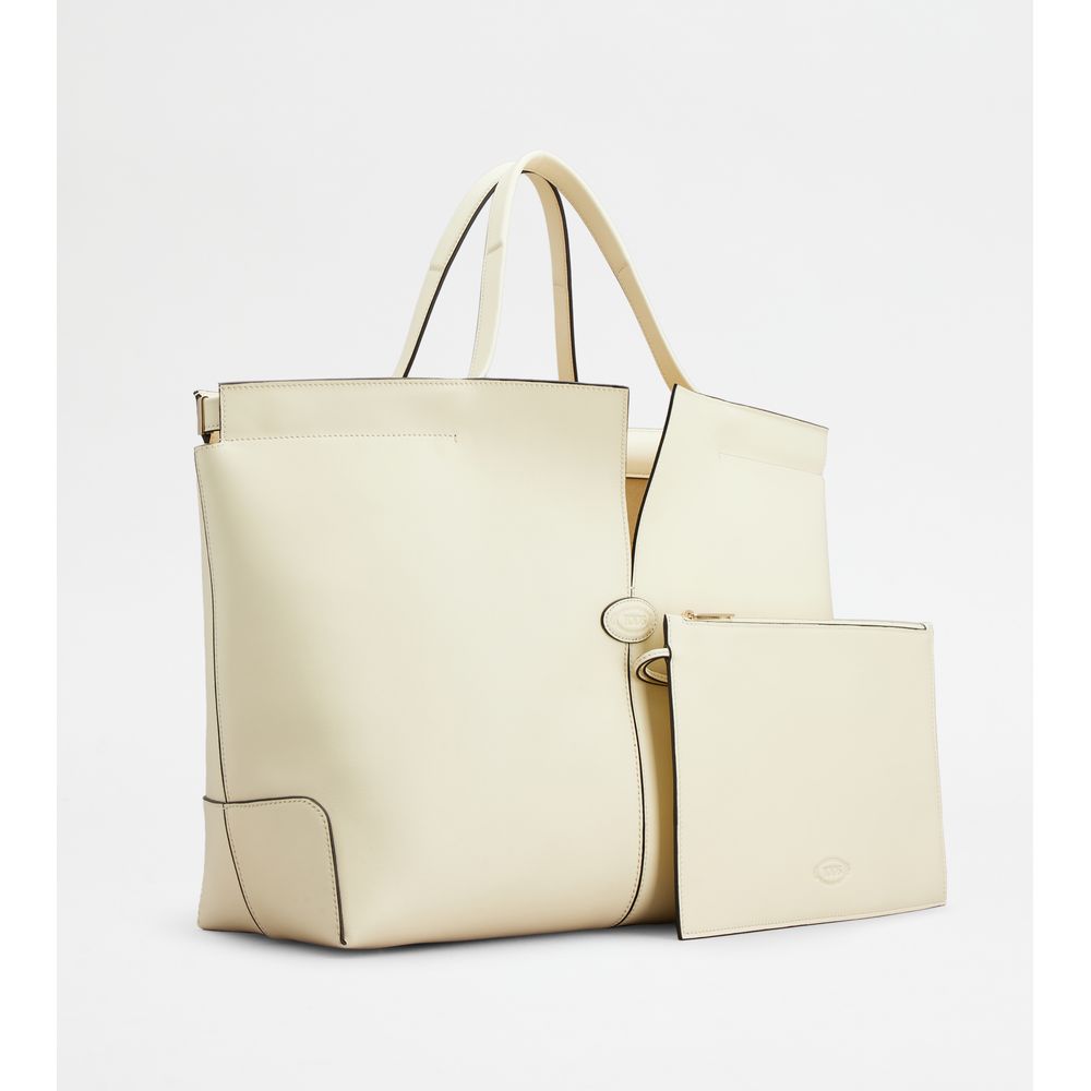 Tods Di Bag Folio In Leather Medium Off White