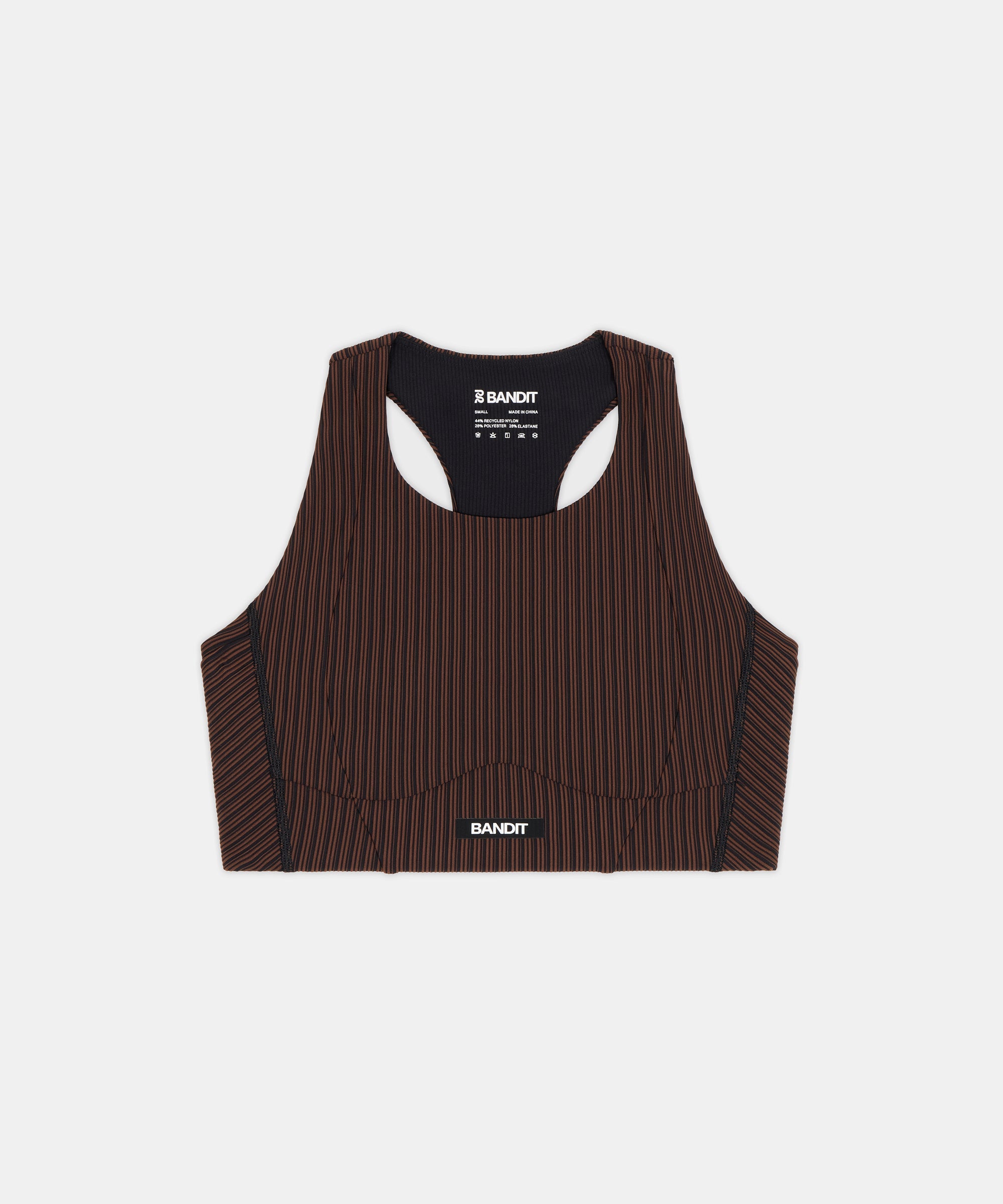 Bandit Womens Striped Cadence Longline Bra Cacao Black