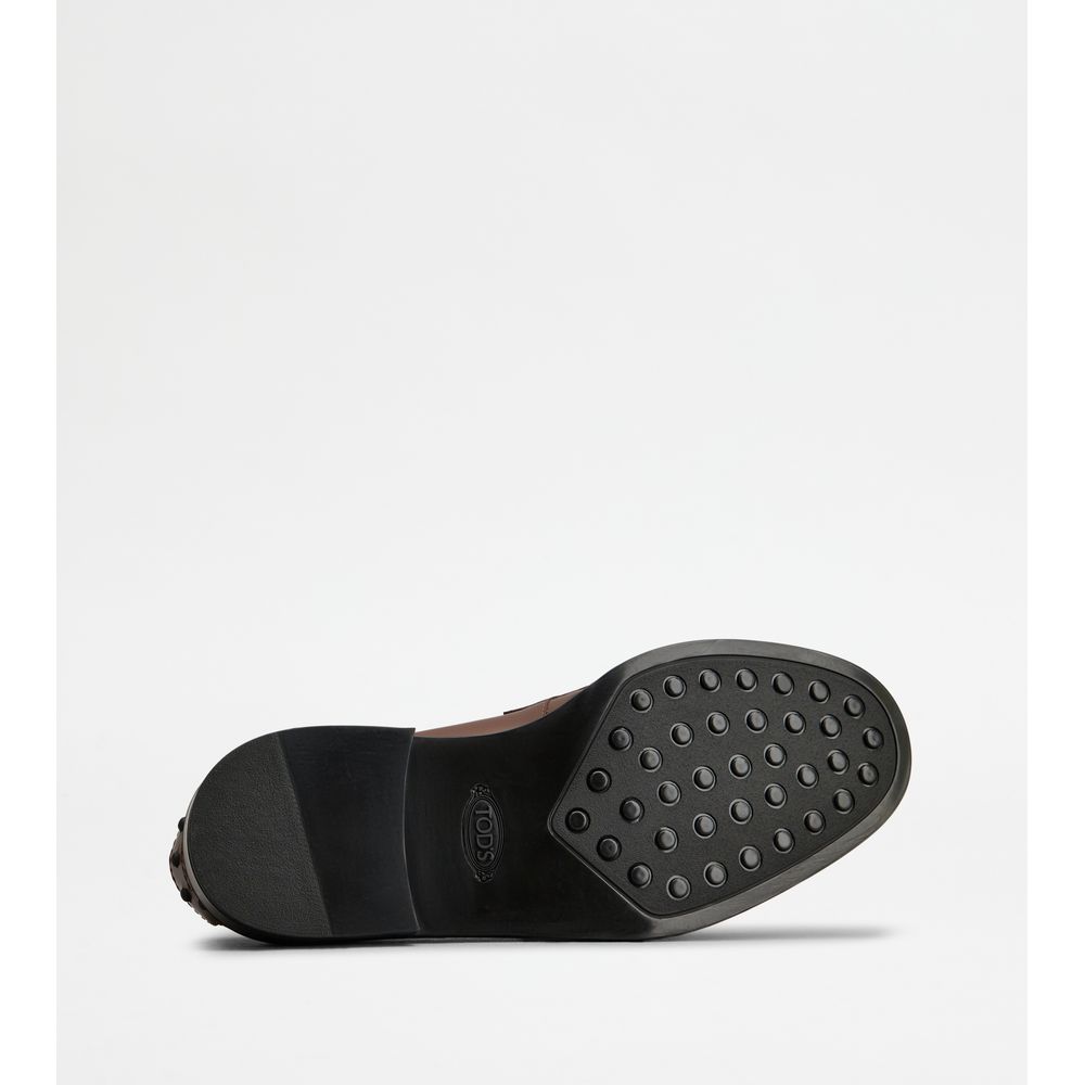 Tods Loafers In Leather With Fringes Brown Womens