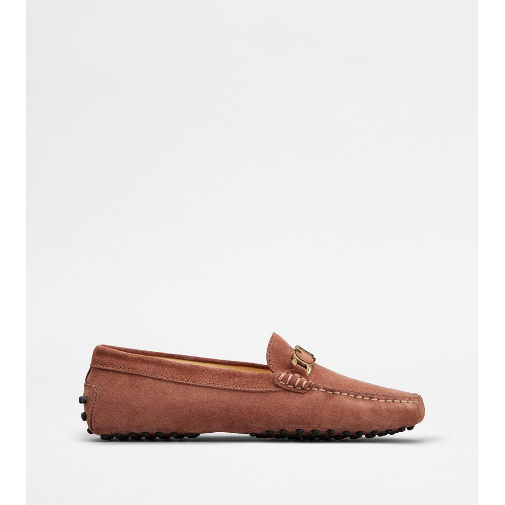 Tods Gommino Driving Shoes In Suede Brown Womens