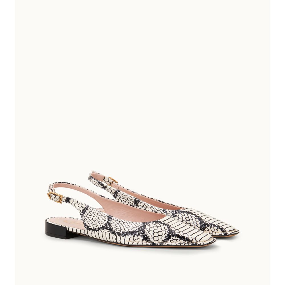 Tods Slingback In Reptile White Womens