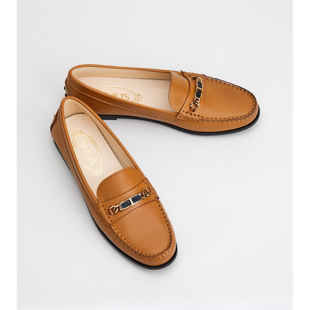 Tods City Gommino Driving Shoes In Leather Brown Womens