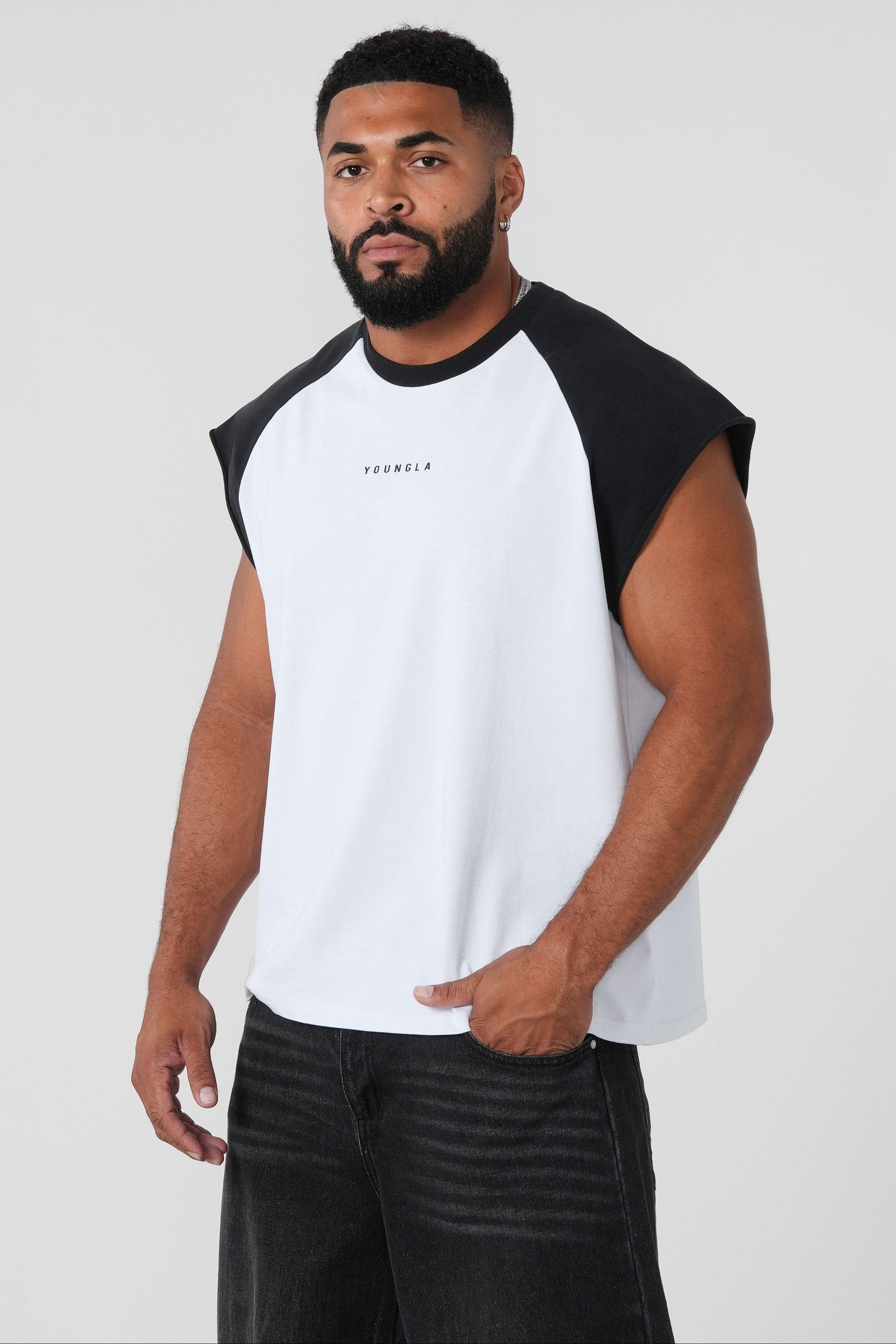 YoungLA 4007 - Rambo Cut-Offs White/Black