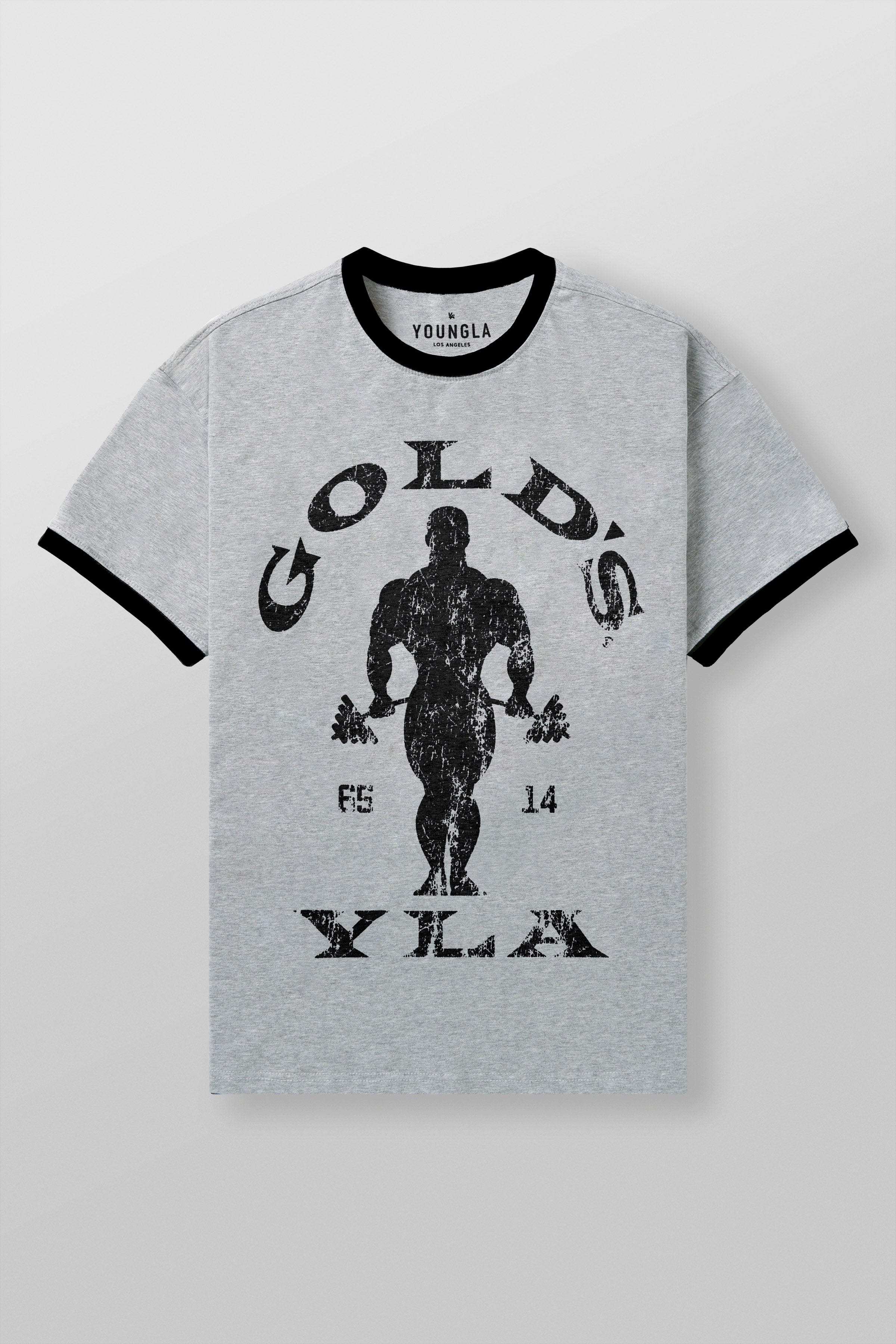 YoungLA 4009 - Golds Gym Ringer Tees Heather Grey