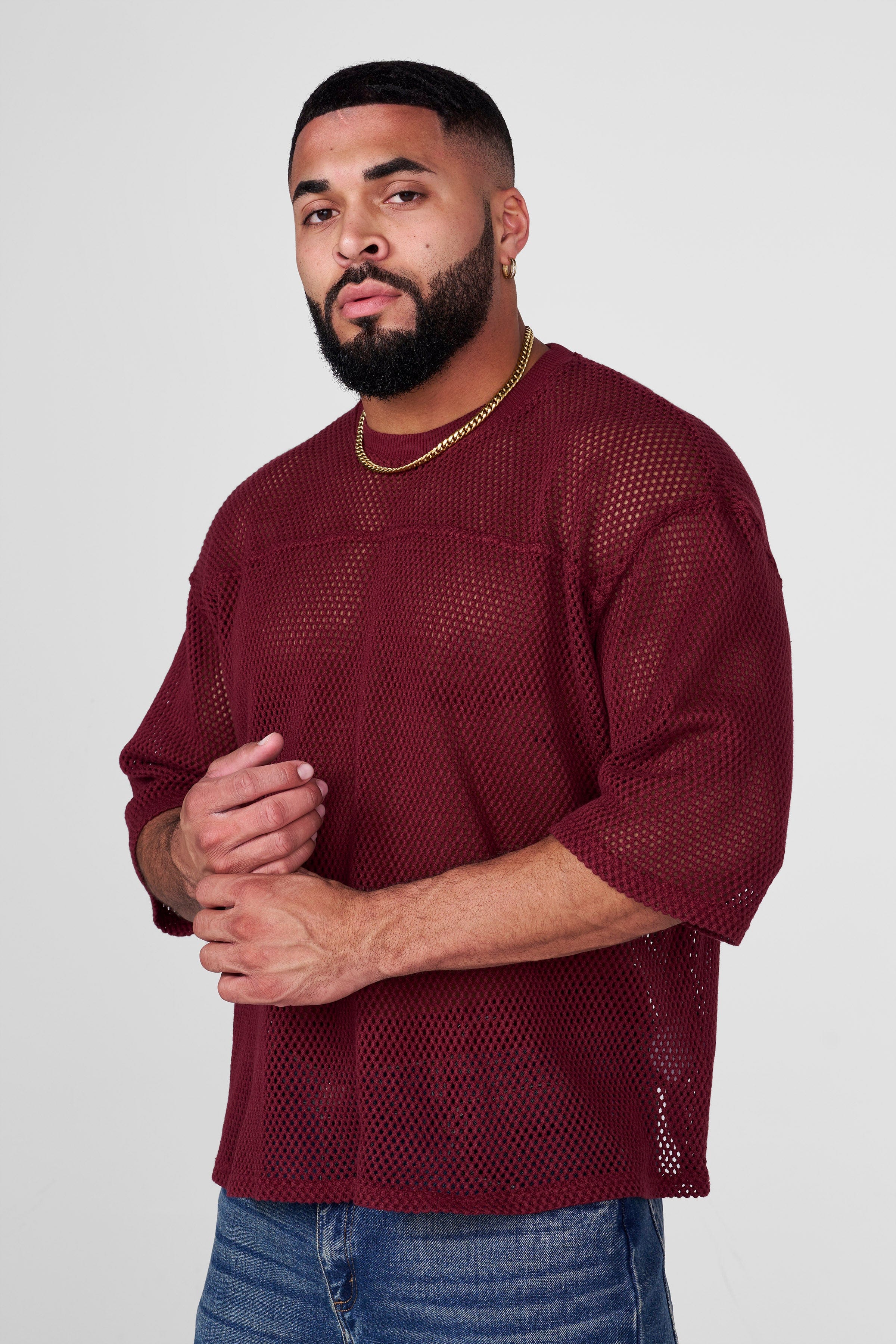 YoungLA 4022 - Cotton Mesh Tees Burgundy