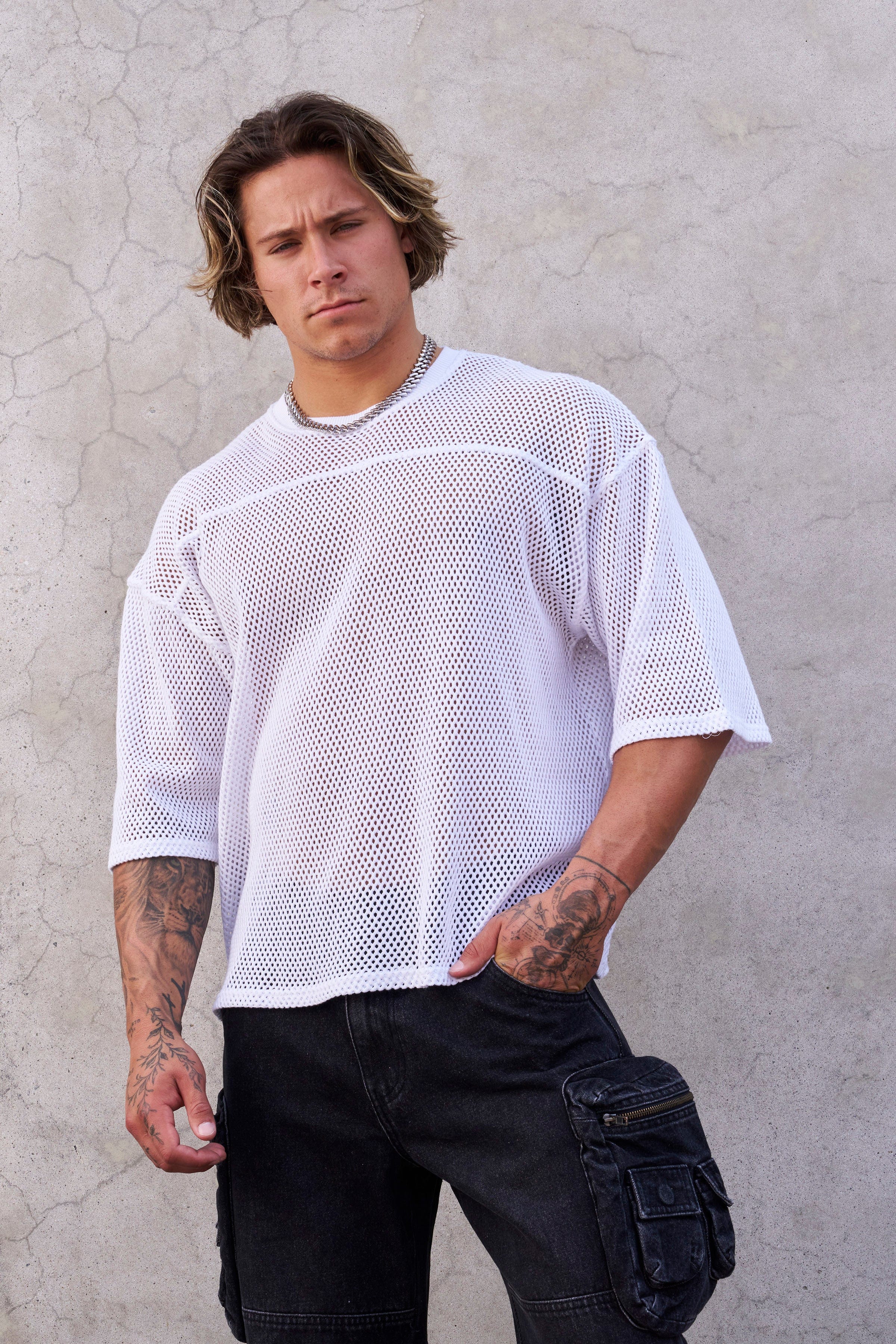 YoungLA 4022 - Cotton Mesh Tees White