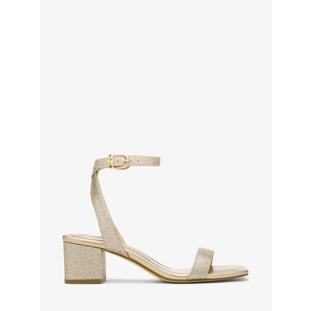 Michael Kors Merriam Glitter-Embellished Leather Sandal