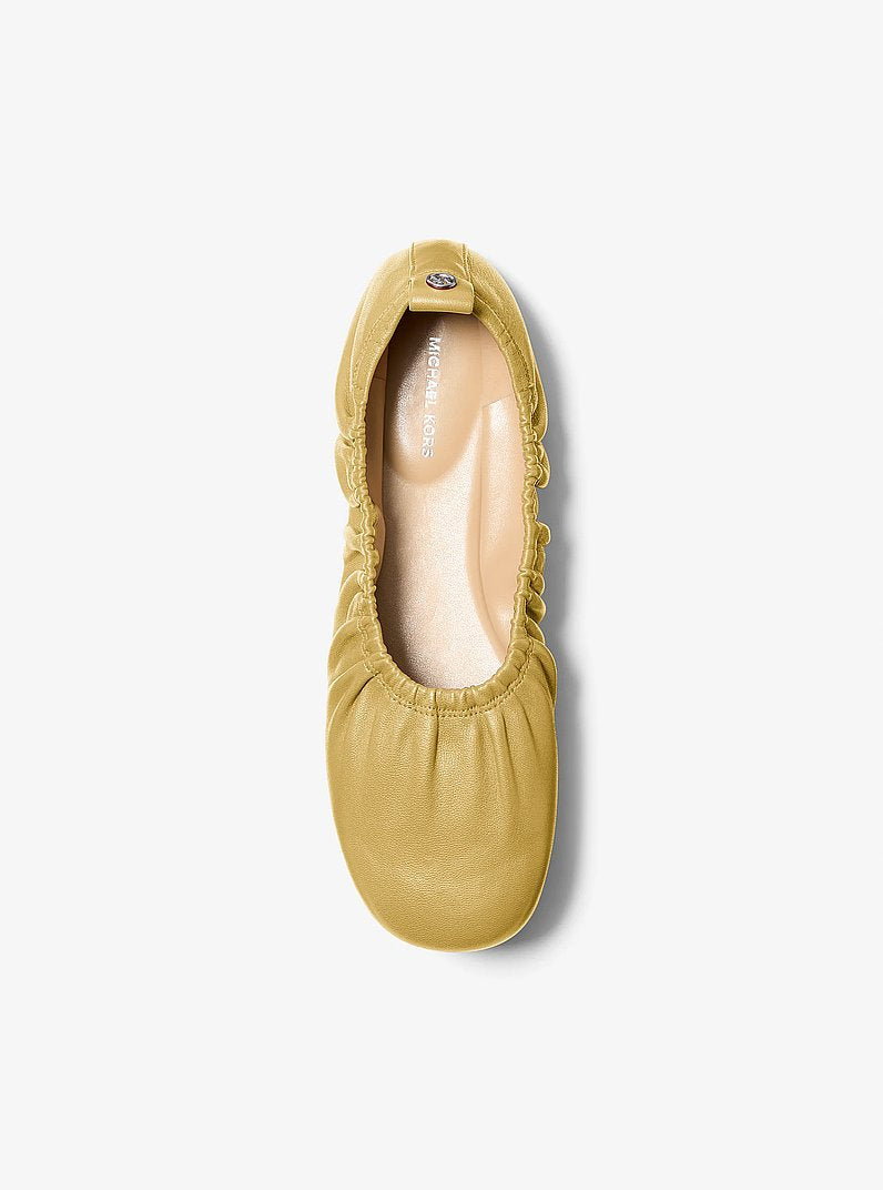 Michael Kors Bri Ruched Leather Ballet Flat CHARTREUSE