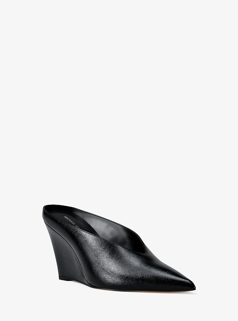 Michael Kors Xandra Leather Wedge Mule BLACK