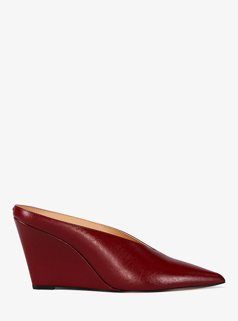 Michael Kors Xandra Leather Wedge Mule DEEP RED